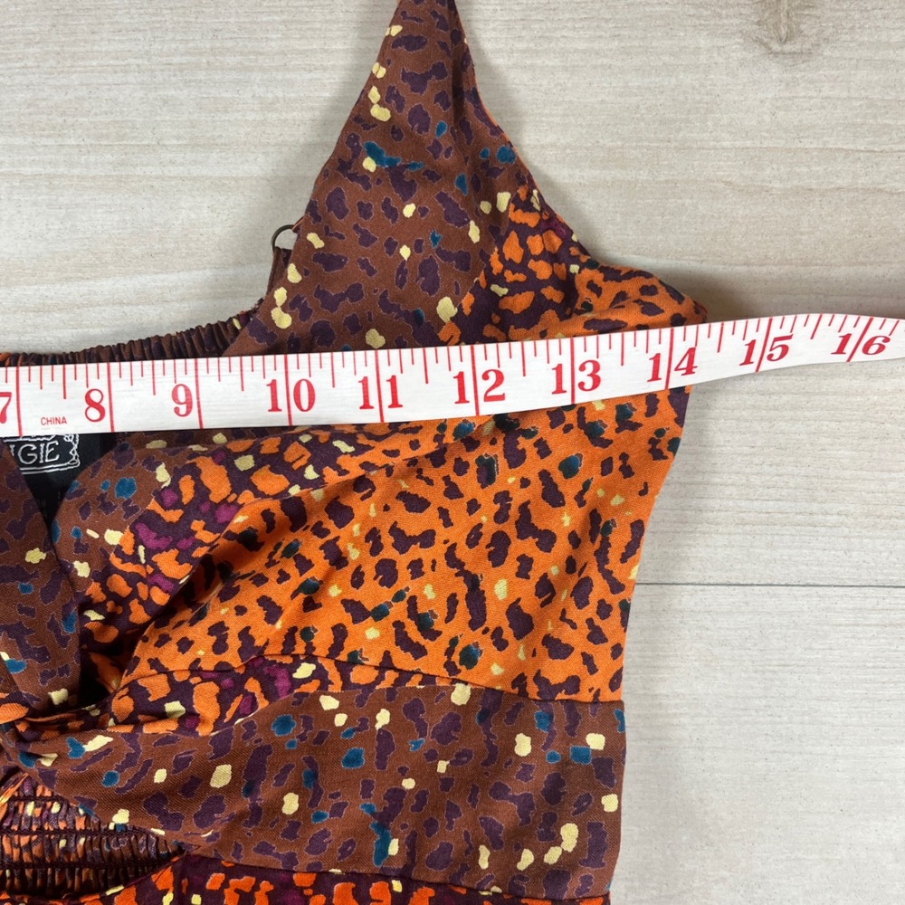 Angie Women Orange Brown Leopard Print Twist Front Smocked Maxi Dress Size M - Picture 4 of 10